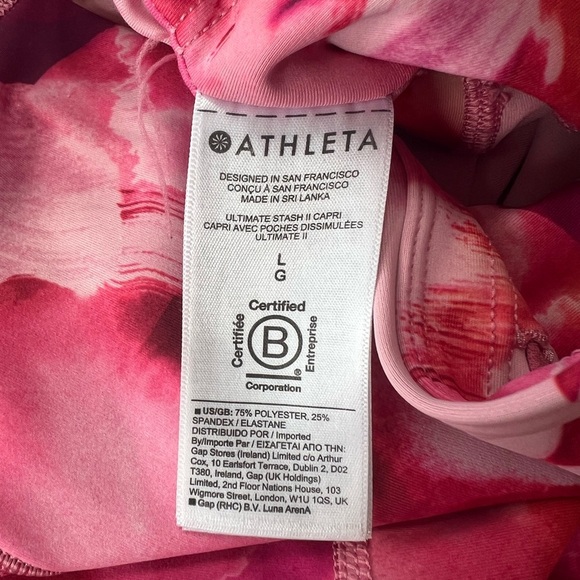Athleta Ultimate Stash II Capri Leggings Painted Energy Coral, size L - Picture 7 of 8